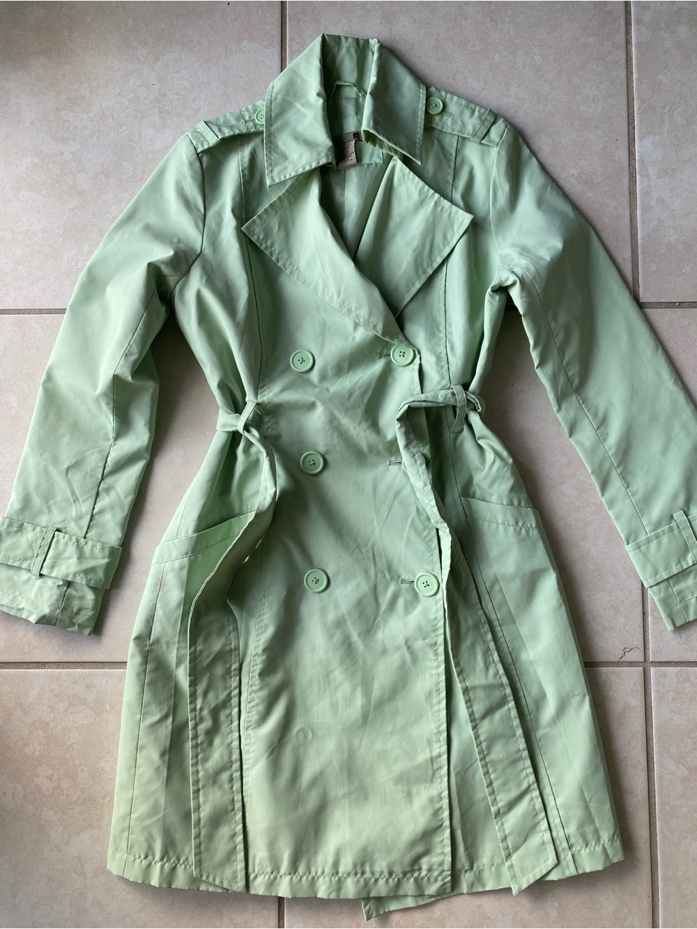 Fall Classic Trench Coat Pastel Mint